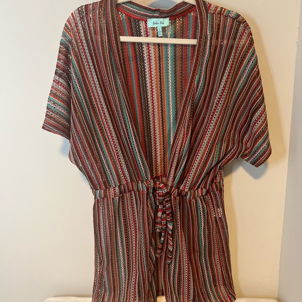 Aruba Blue Boho Chic Striped Swim Coverup